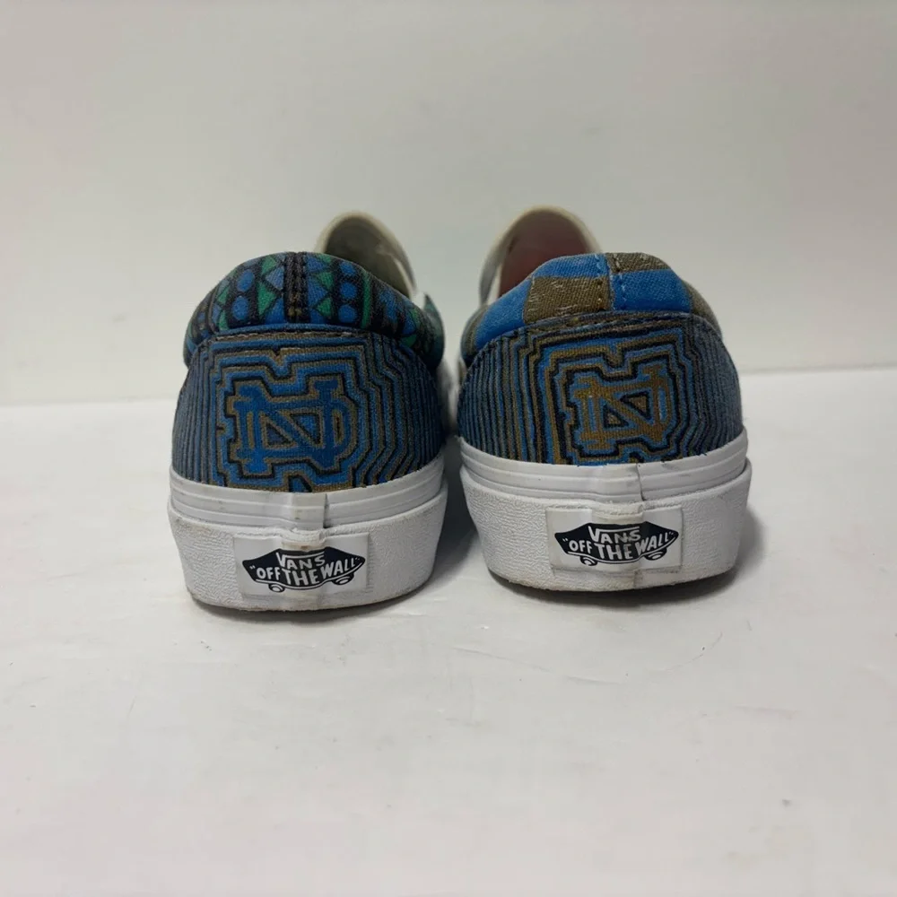 VANS Hand Painted Blue Green White Notre Dame Football Sneakers Women’s Size 7_5